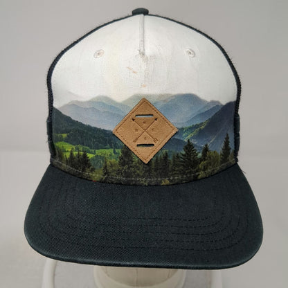Art Class Trucker Hat Black White One Size Mountain Landscape Mesh Snapback