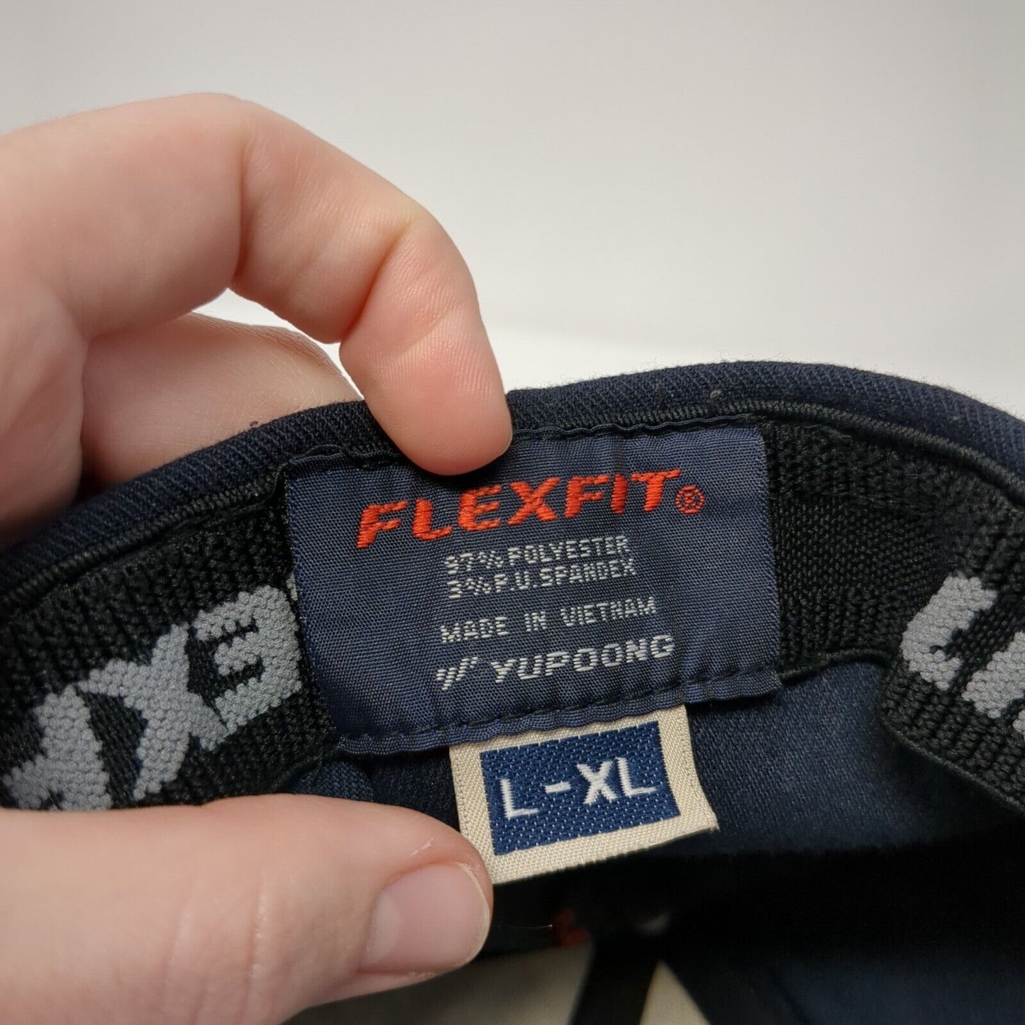 QQE Fitted Hat Blue Large-XL Embroidered Flexfit Yupoong Solid 6 Panel