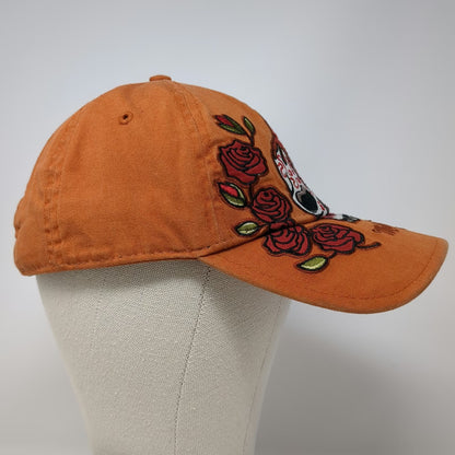 Signatures Baseball Cap Orange One Size Embroidered Sugar Skull Roses Muerto Hat