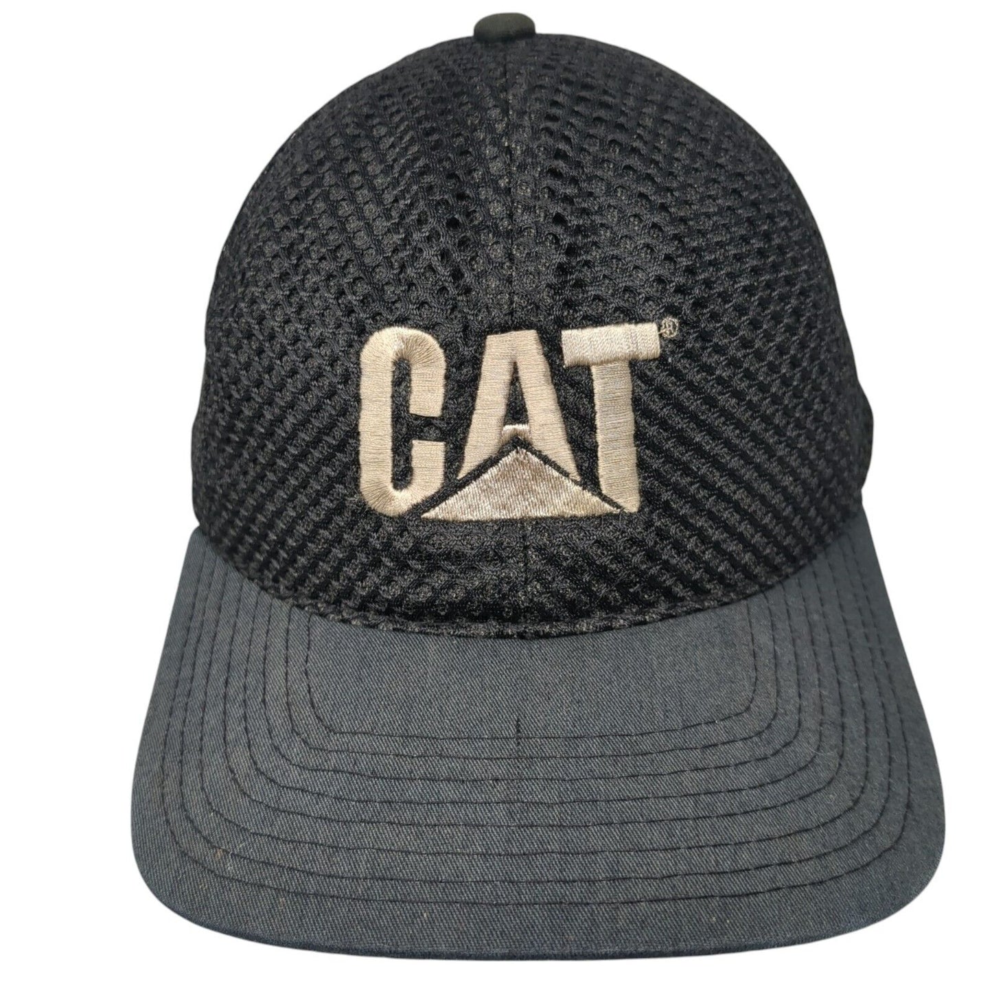 CAT Snapback Mesh Back Hat Black One Size Embroidered Logo Yupoong