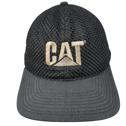CAT Snapback Mesh Back Hat Black One Size Embroidered Logo Yupoong