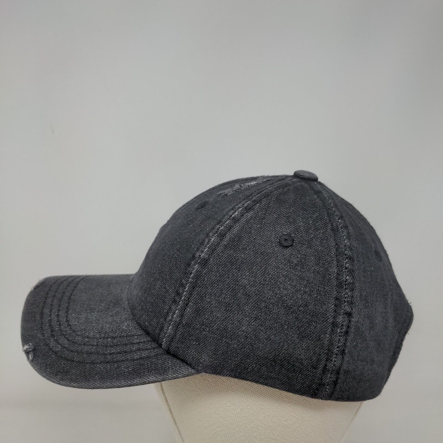Yin Yang Ladies Slideback Hat Black One Size Adjustable Embroidered Distressed
