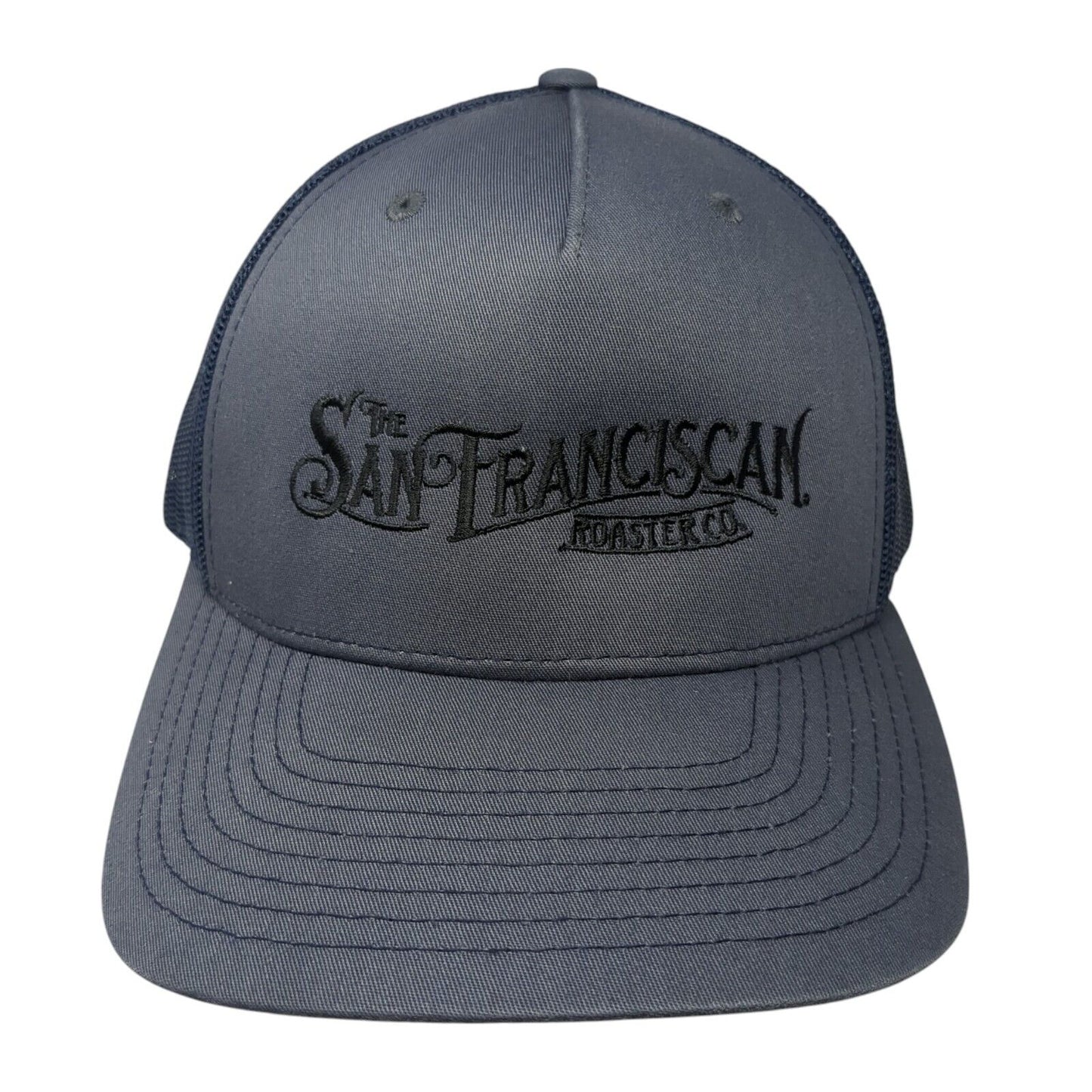 The San Franciscan Roaster Co. Snapback Trucker Hat Blue OS Mesh Back Richardson