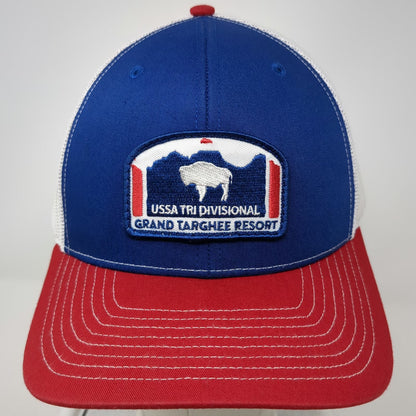 Richardson Trucker Hat Blue OSFM USSA Tri Divisional Grand Targhee Resort Bison
