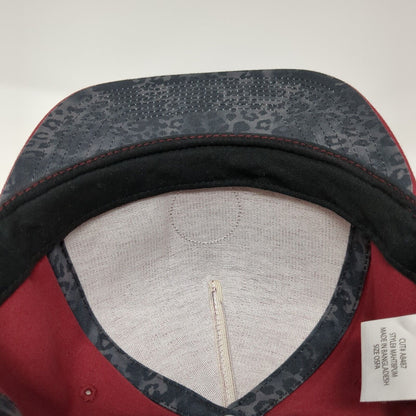 Billabong Snapback Hat Red One Size Adjustable Embroidered Vented Holes 6 Panel