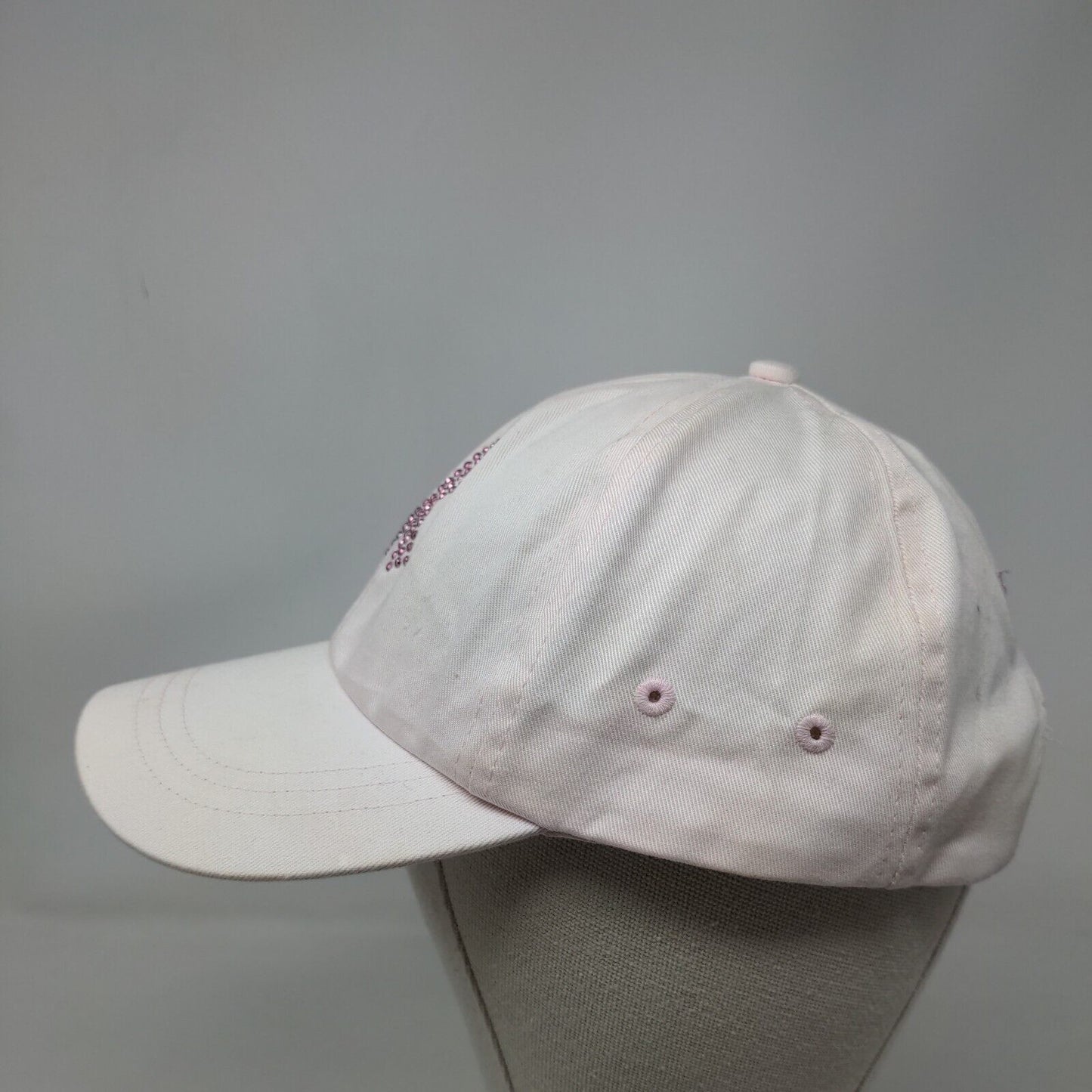 Pink Stuff Breast Cancer Awareness Strapback Hat Pink Rhinestones Bling