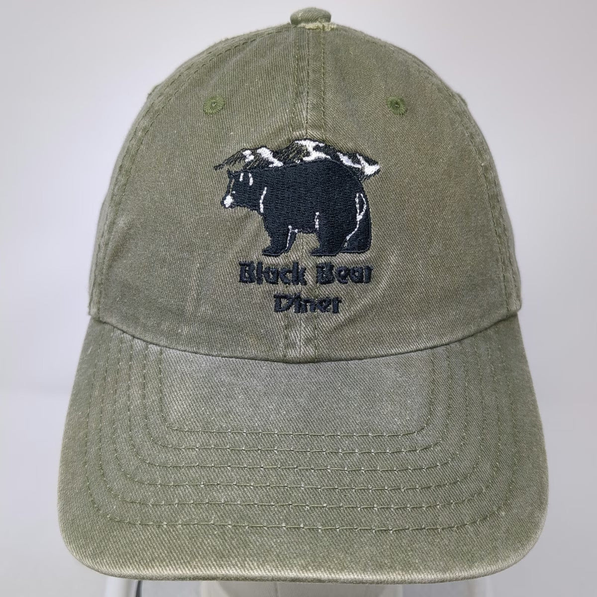 HitWear Black Bear Diner Baseball Cap Green One Size Strapback Embroidered Hat