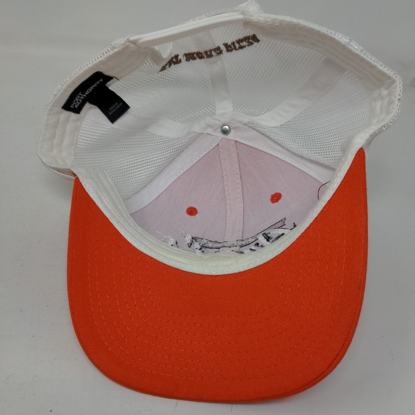 Meet You at Arni's Snapback Trucker Hat Orange One Size Mesh Back Port Authority