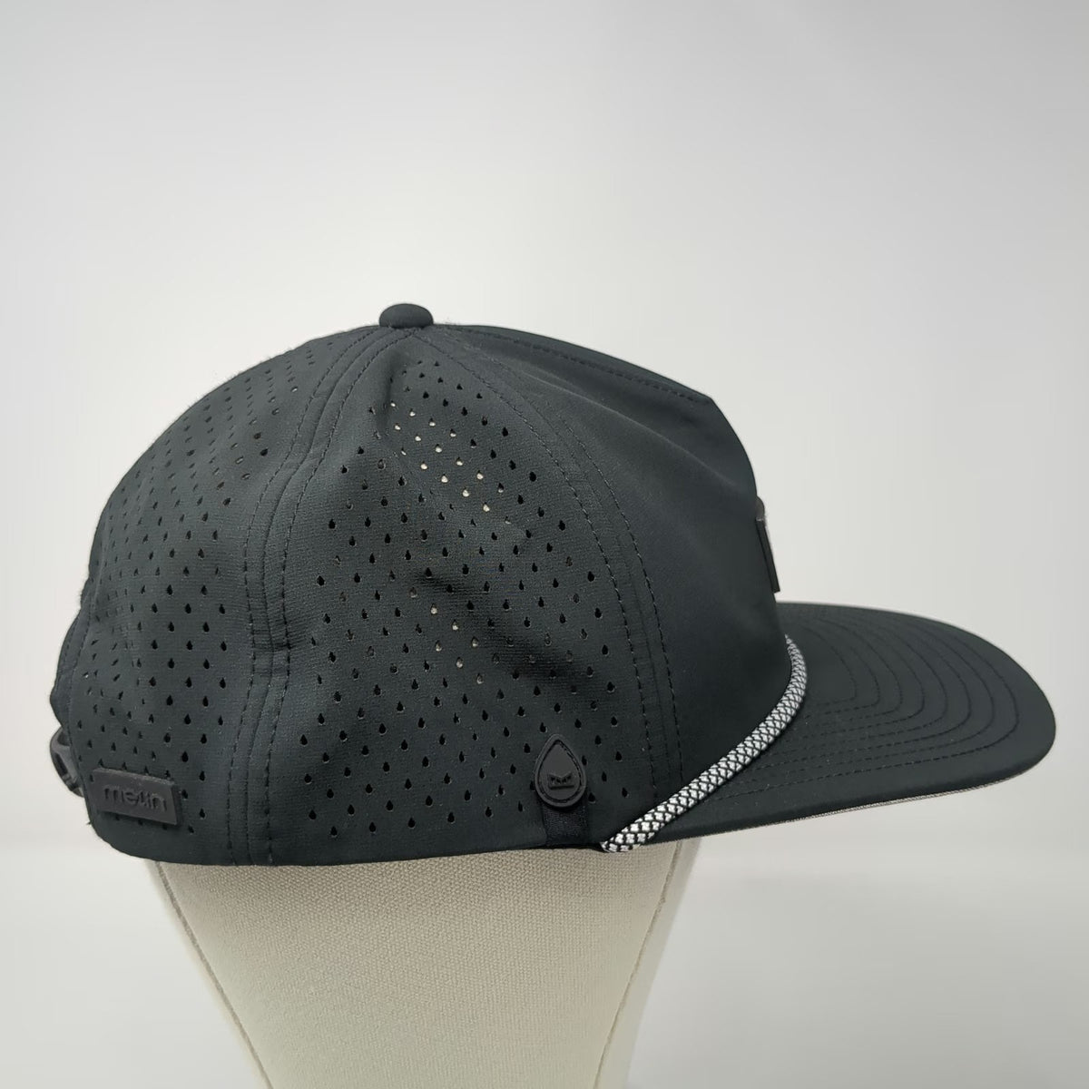 Melin Trucker Hat Black L Perforated Rope Flat Brim Hydro Coronado Poly Snapback