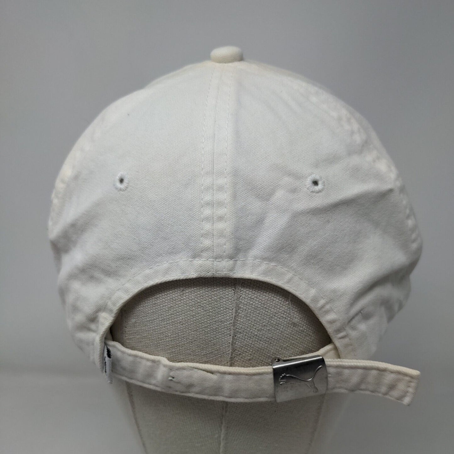 PUMA Slideback Hat White OSFA Adjustable Solid Vent Holes 6 Panel