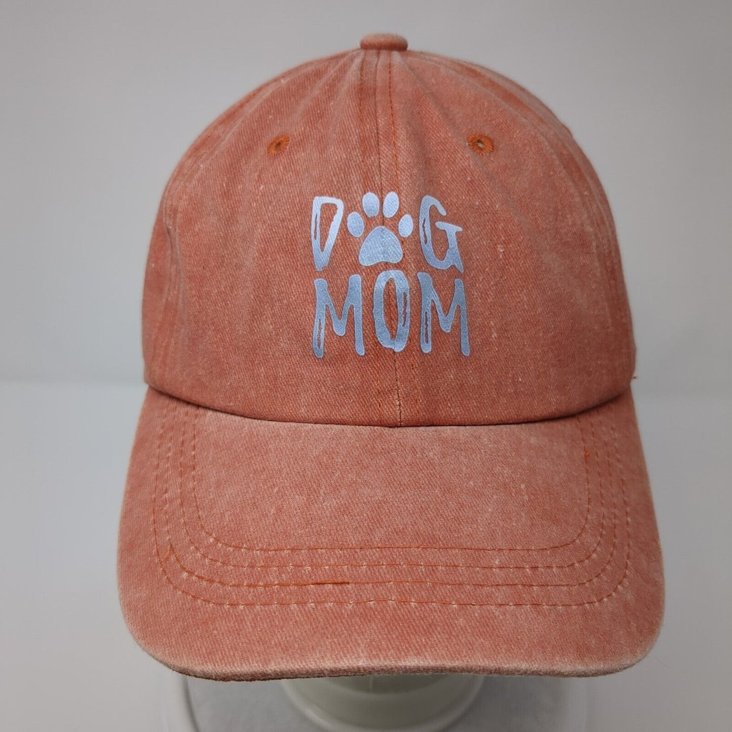 Dog Mom Slideback Hat Orange OSFA Adjustable Vented Holes 6 Panel Cotton
