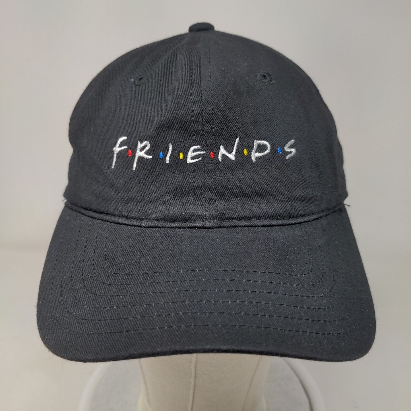 FRIENDS Slideback Hat Black One Size Adjustable Embroidered Vented Holes