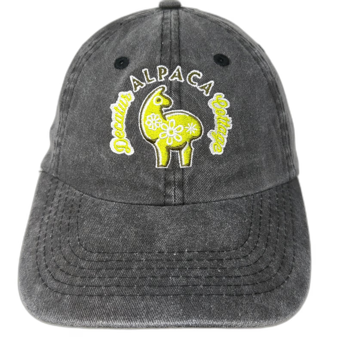 Gray Decatur Alpaca Cottage Embroidered Llama Baseball Cap OSFM Strapback Hat
