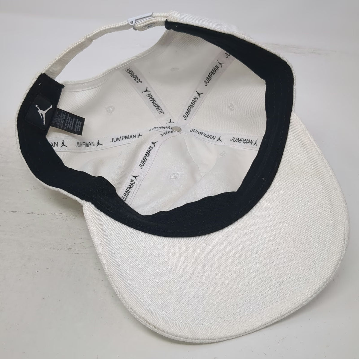 Jordan Baseball Cap White One Size Tonal Jumpman Logo Slideback Adjustable Hat