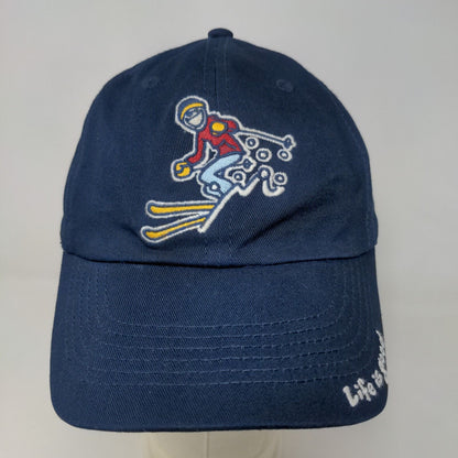 Life is Good Women's Slideback Hat Blue Adjustable Embroidered Ski Logo Cotton