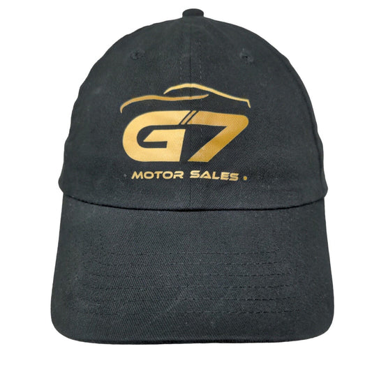 G7 Motor Sales Strapback Hat Black One Size Adjustable Solid 6 Panel