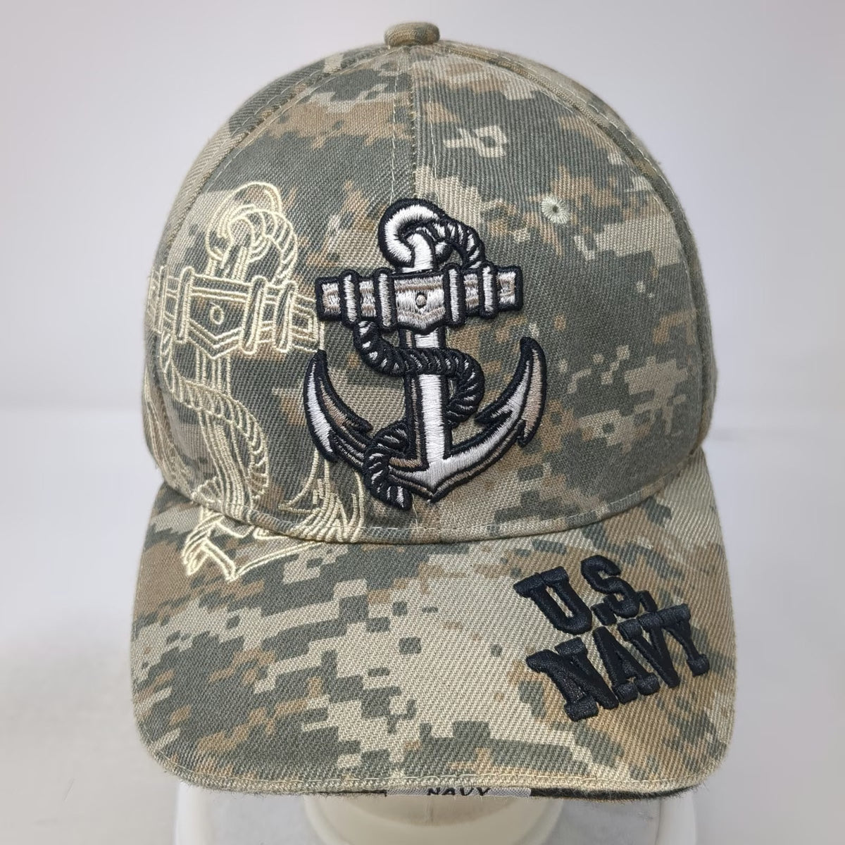 Baseball Cap Green One Size U.S. Navy Anchor Digital Camo Military Licensed Hat
