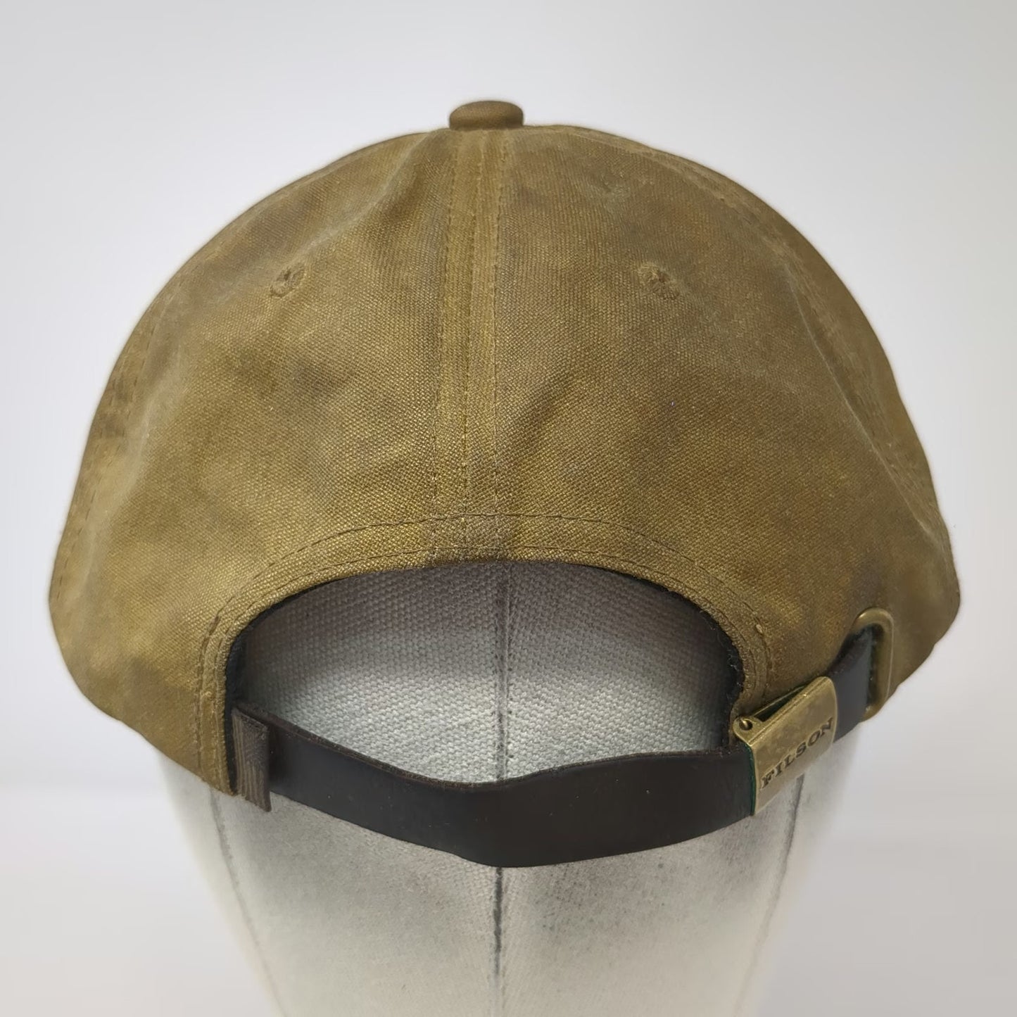Filson Baseball Cap Brown One Size Waxed Cotton Leather Strap Adjustable Hat
