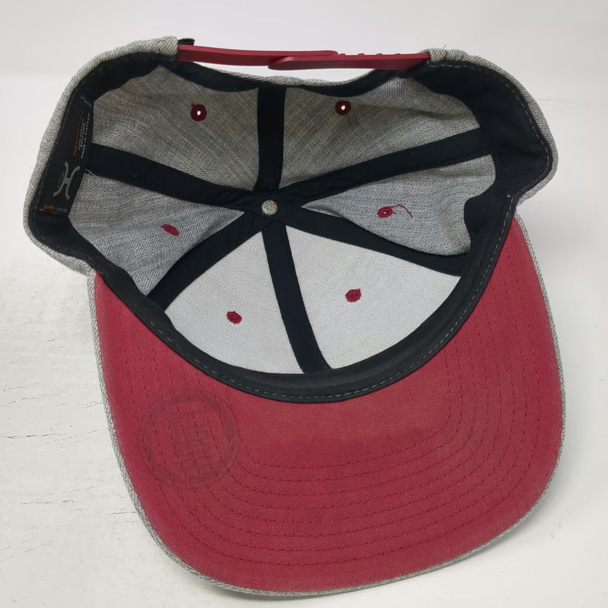 Hooey Snapback Gray One Size Hat Flat Brim Red Logo Patch Wool Blend Baseball