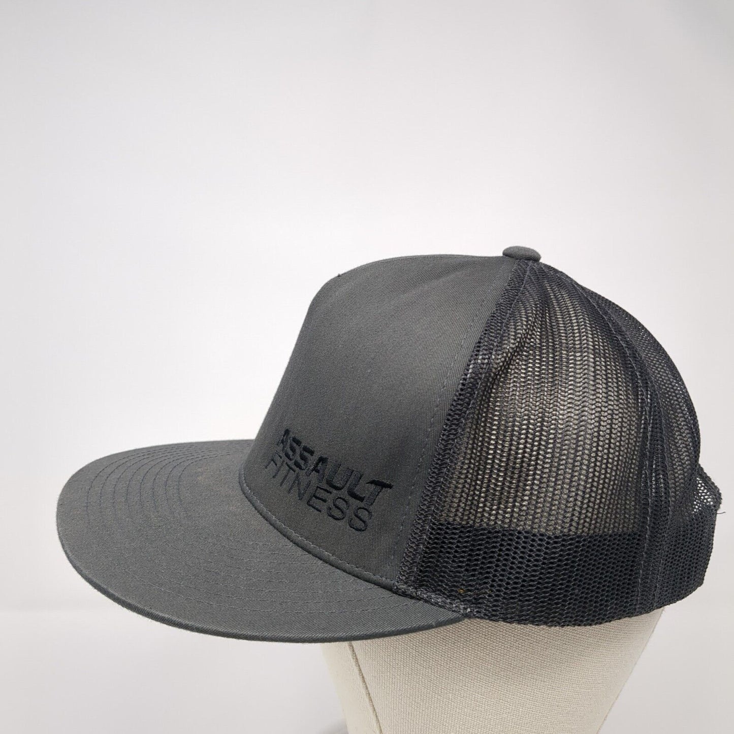 Assault Fitness Snapback Trucker Hat Gray OS Adjustable Mesh Classics Yupoong