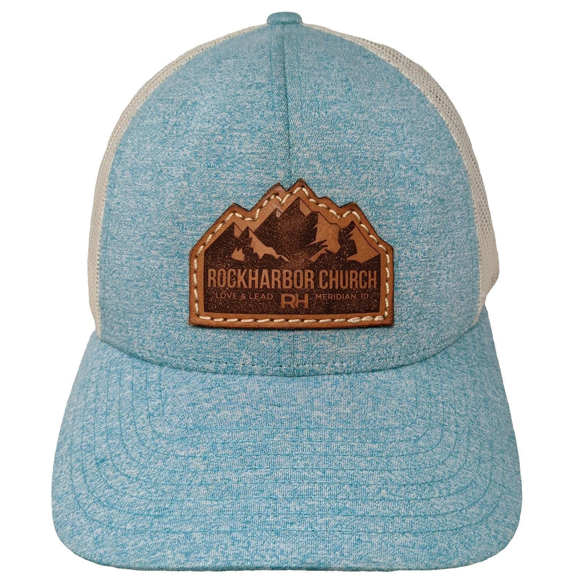Richardson Trucker Hat Blue L Rockharbor Church Meridian ID Mesh Snapback Patch
