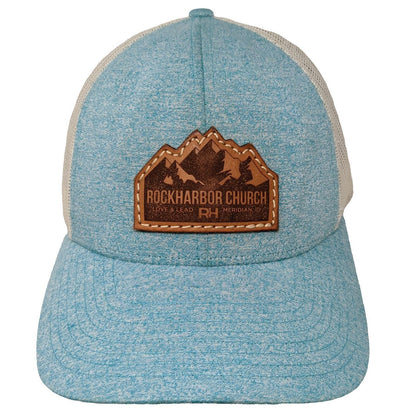 Richardson Trucker Hat Blue L Rockharbor Church Meridian ID Mesh Snapback Patch