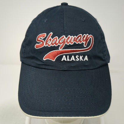 Alaska To Go! Baseball Cap Blue One Size Skagway Script Embroidery Slideback Hat