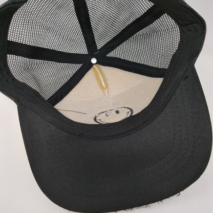 Smiley Face Snapback Mesh Back Trucker Hat Black One Size Embroidered