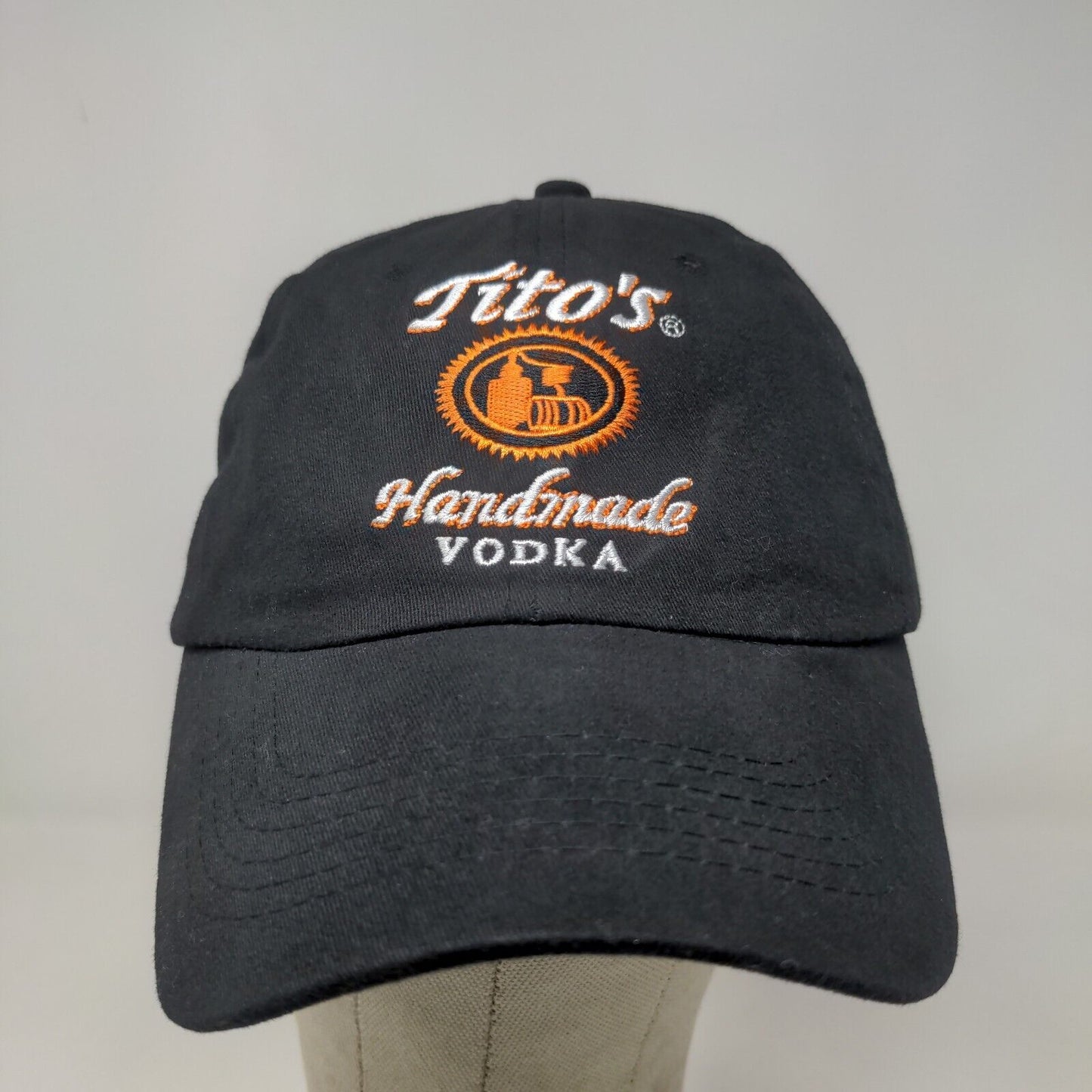 Tito's Handmade Vodka Men's Slideback Hat Black Embroidered Logo Austin Texas