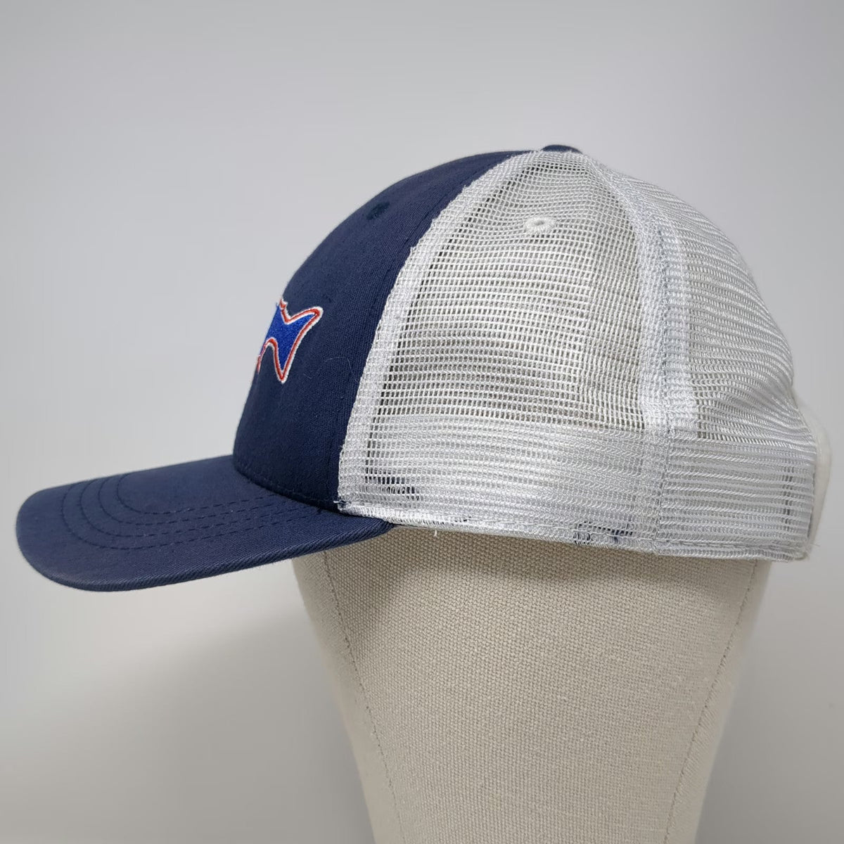 RepYourWater Trucker Hat Blue One Size Snapback Mesh Back Fish Buffalo Logo