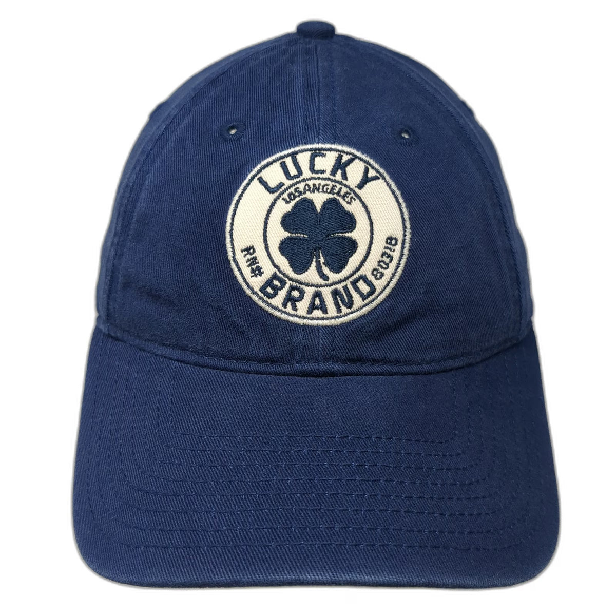 Lucky Brand Baseball Cap Blue OS Clover Patch Adjustable Cotton Slideback Hat