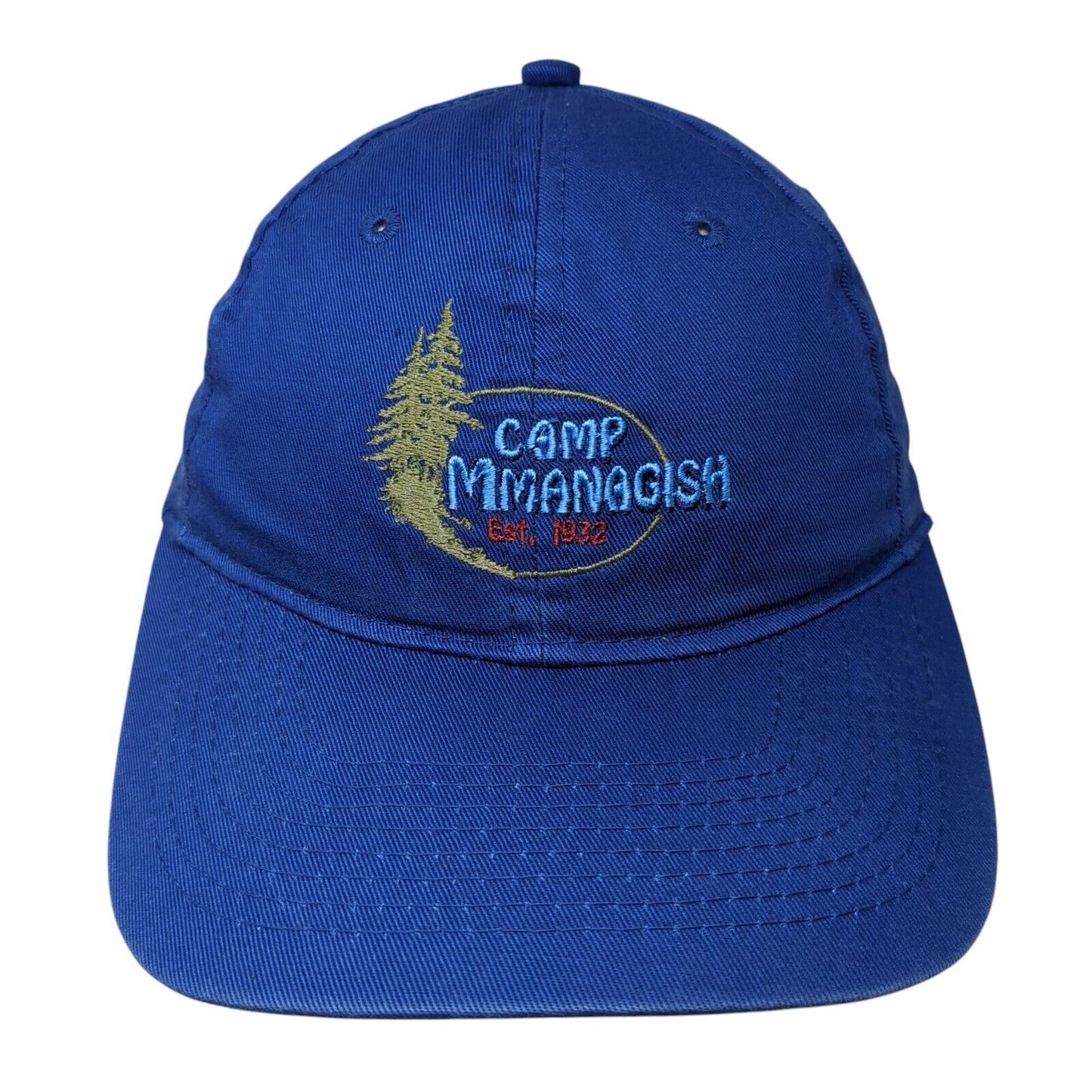 Camp Mmanagish Est. 1932 Strapback Hat Blue One Size Adjustable Port & Company