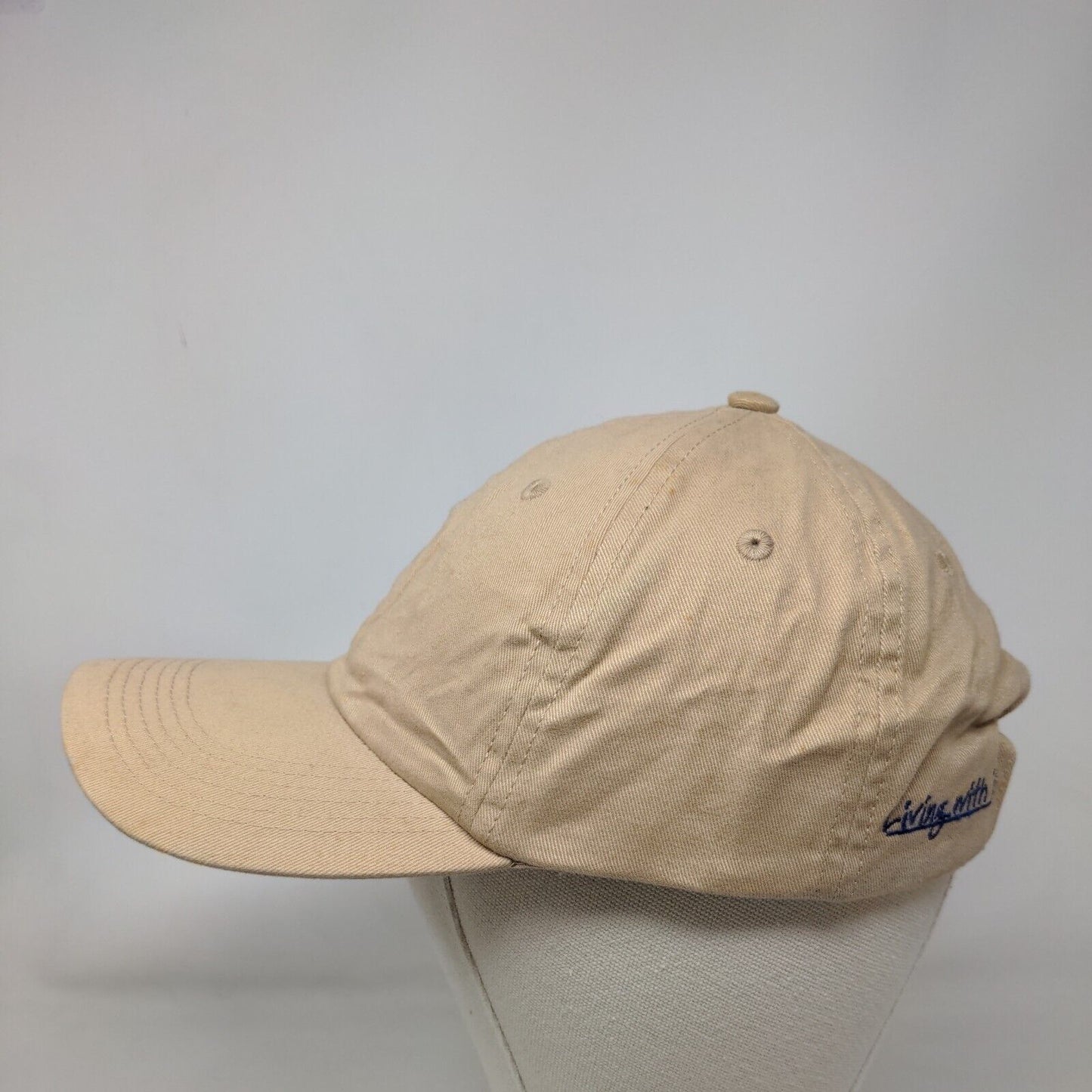 Living With It Aventis Strapback Hat Tan One Size Embroidered Adjustable