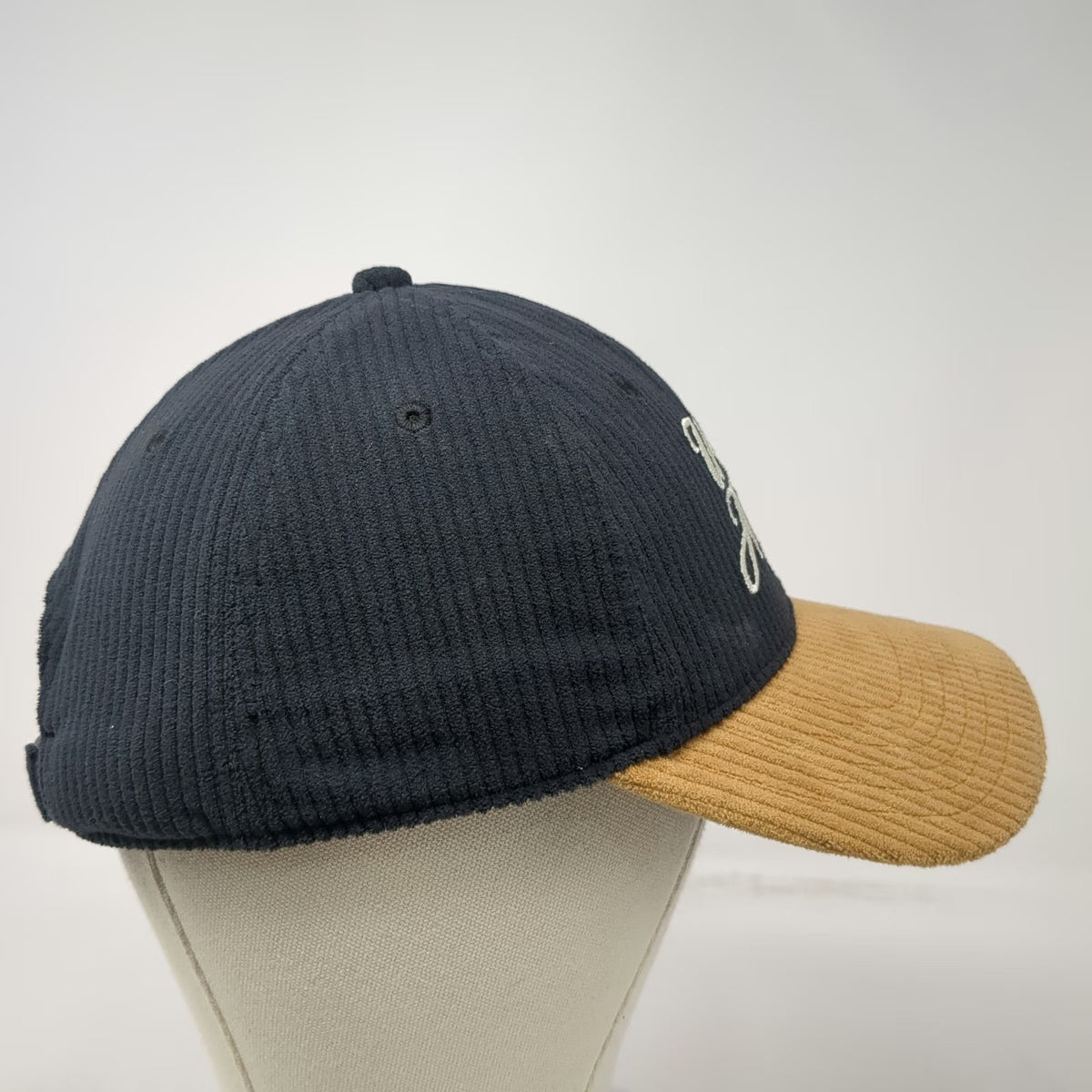 Under Armour Baseball Cap Black One Size Corduroy Script Slideback Two Tone Hat