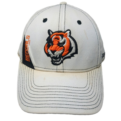 Cincinnati Bengals NFL Reebok Baseball Cap White XL Stretch Fit Tiger Logo Hat