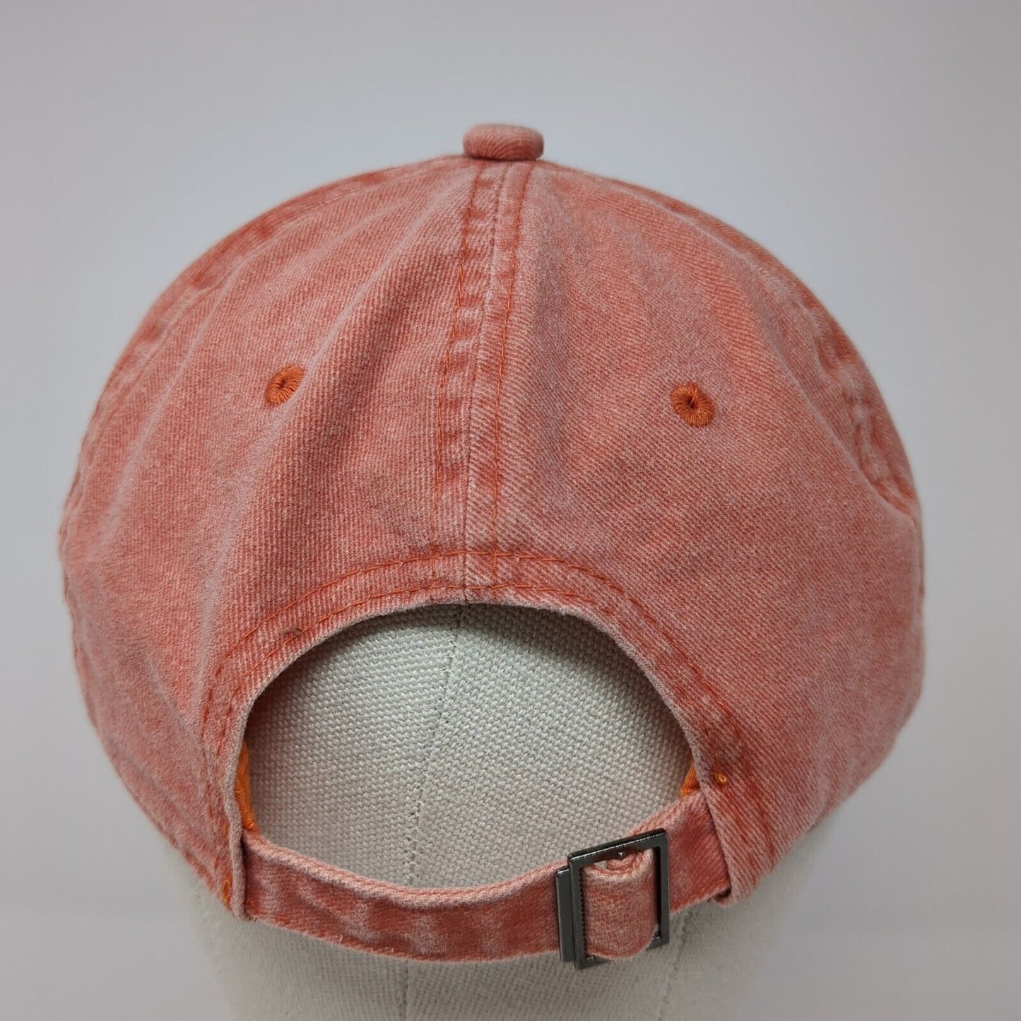 Unbranded Slideback Hat Orange One Size Adjustable Vented Holes 6 Panel Blank