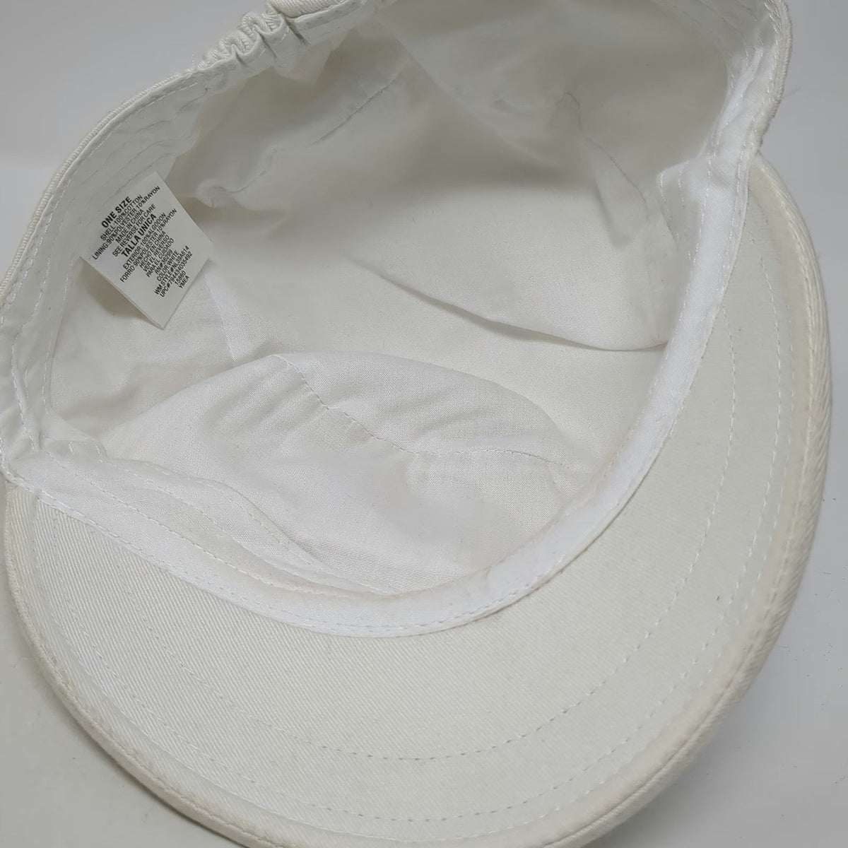 White Army Cap One Size Elastic Back Cotton Cadet Hat Plain Solid Flat Top