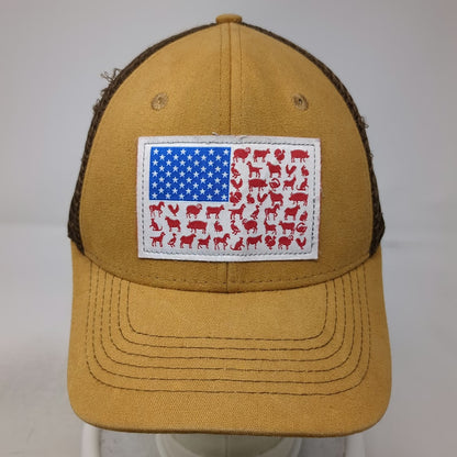 Arcadian Outfitters Trucker Hat Brown One Size Farm Animal American Flag Patch