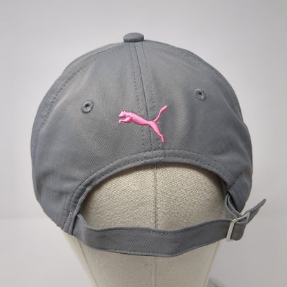 PUMA Slideback Hat Gray One Size Adjustable Embroidered Vented Holes 6 Panel