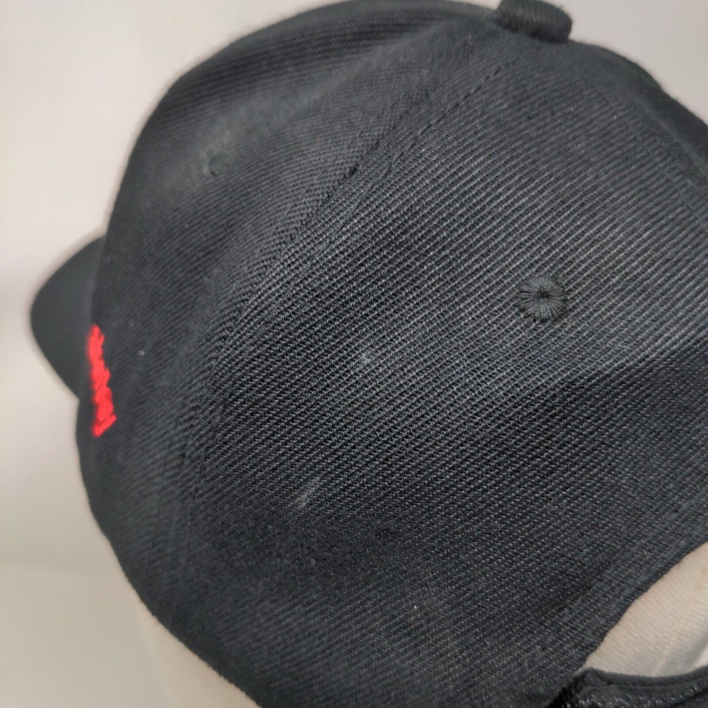 Hurley Red Logo Strapback Hat Black One Size Embroidered Adjustable