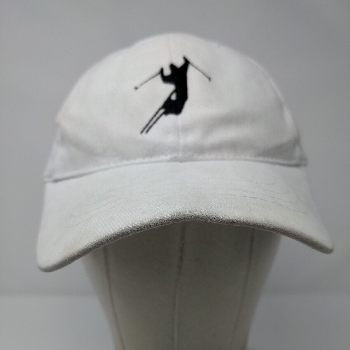 Skiing Strapback Hat White OSFM Adjustable Embroidered Solid Decky