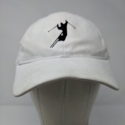 Skiing Strapback Hat White OSFM Adjustable Embroidered Solid Decky