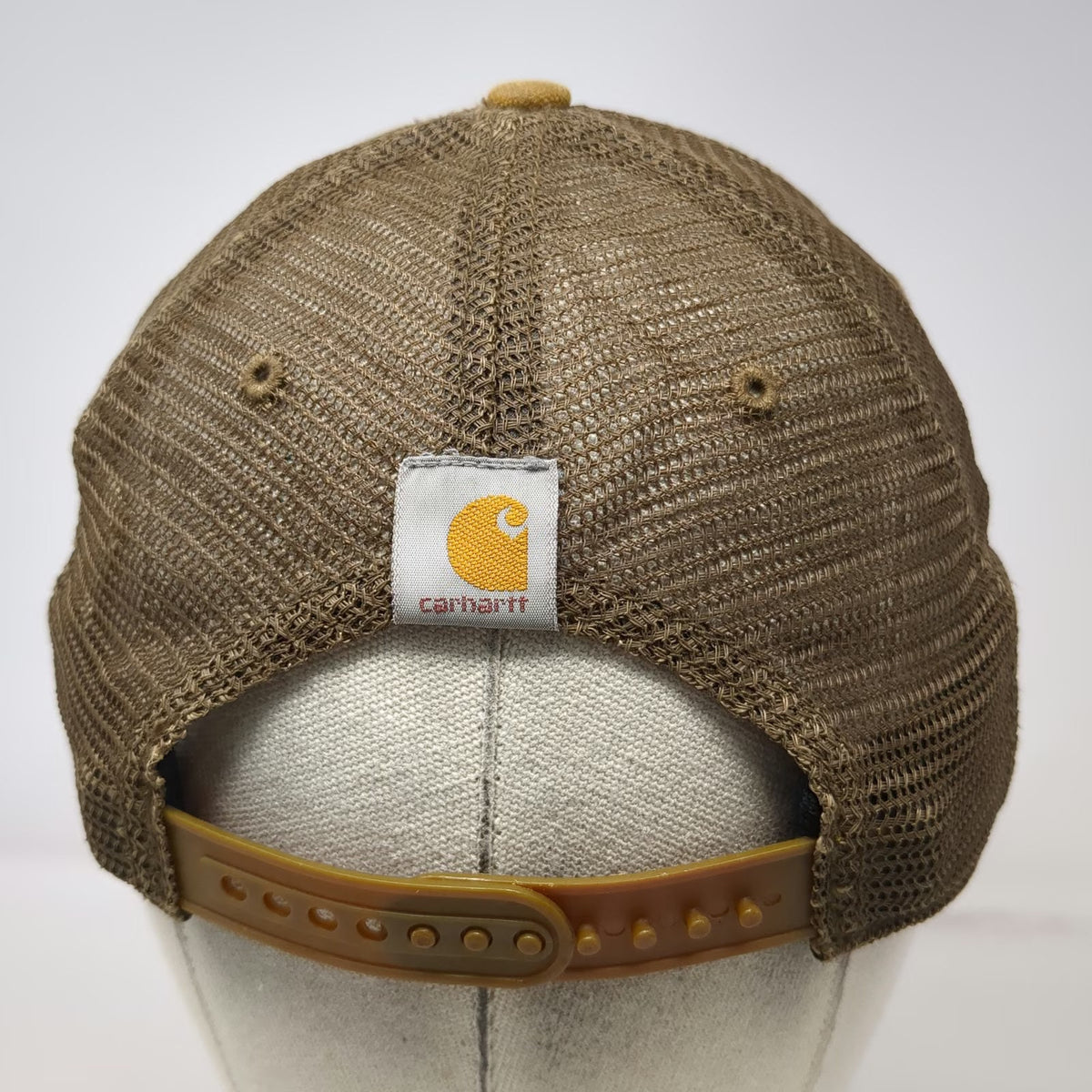 Carhartt Trucker Hat Brown One Size Mesh Back Snapback Embroidered Logo Workwear