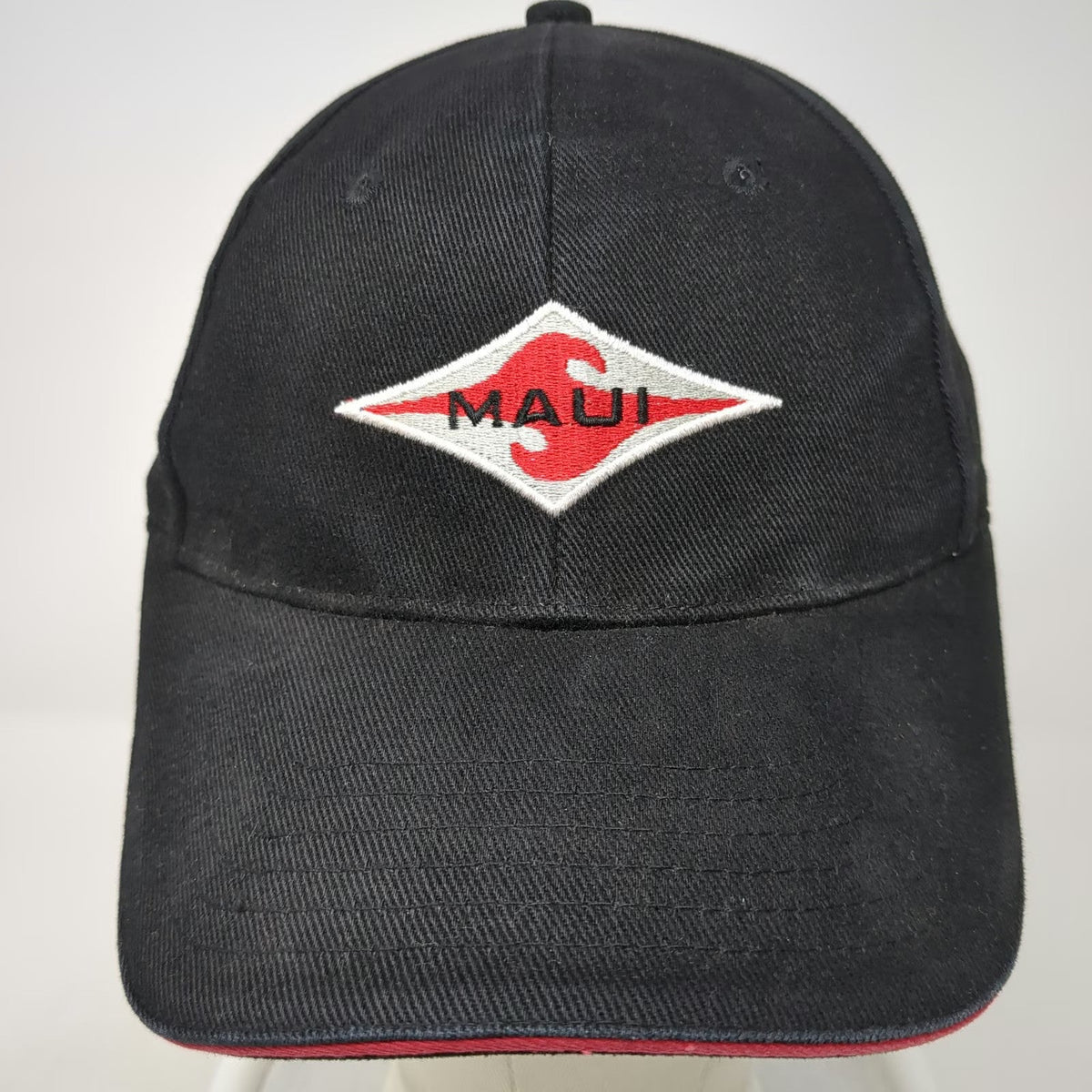 Surfware Baseball Cap Black One Size Maui Hawaii Diamond Logo Red Trim Hat