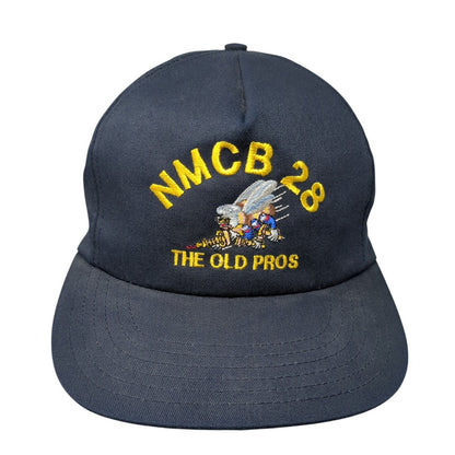 NMCB 28 The Old Pros Snapback Hat Blue OS Adjustable Embroidered Eagle Crest