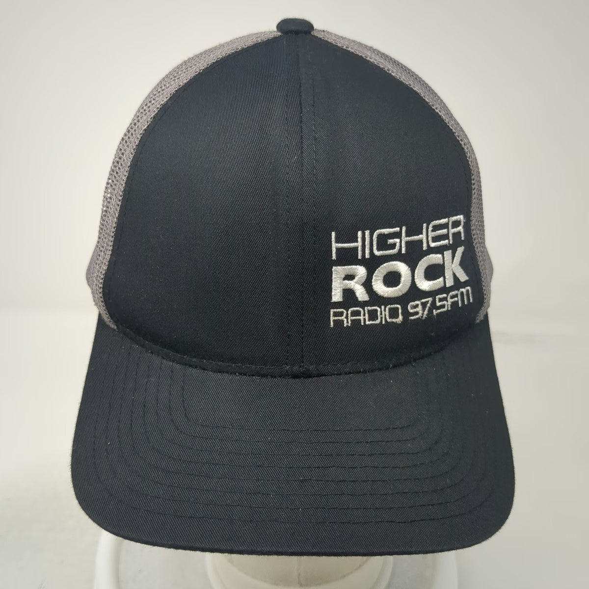Pacific Headwear Trucker Hat Black Gray One Size Mesh Snapback Higher Rock Radio