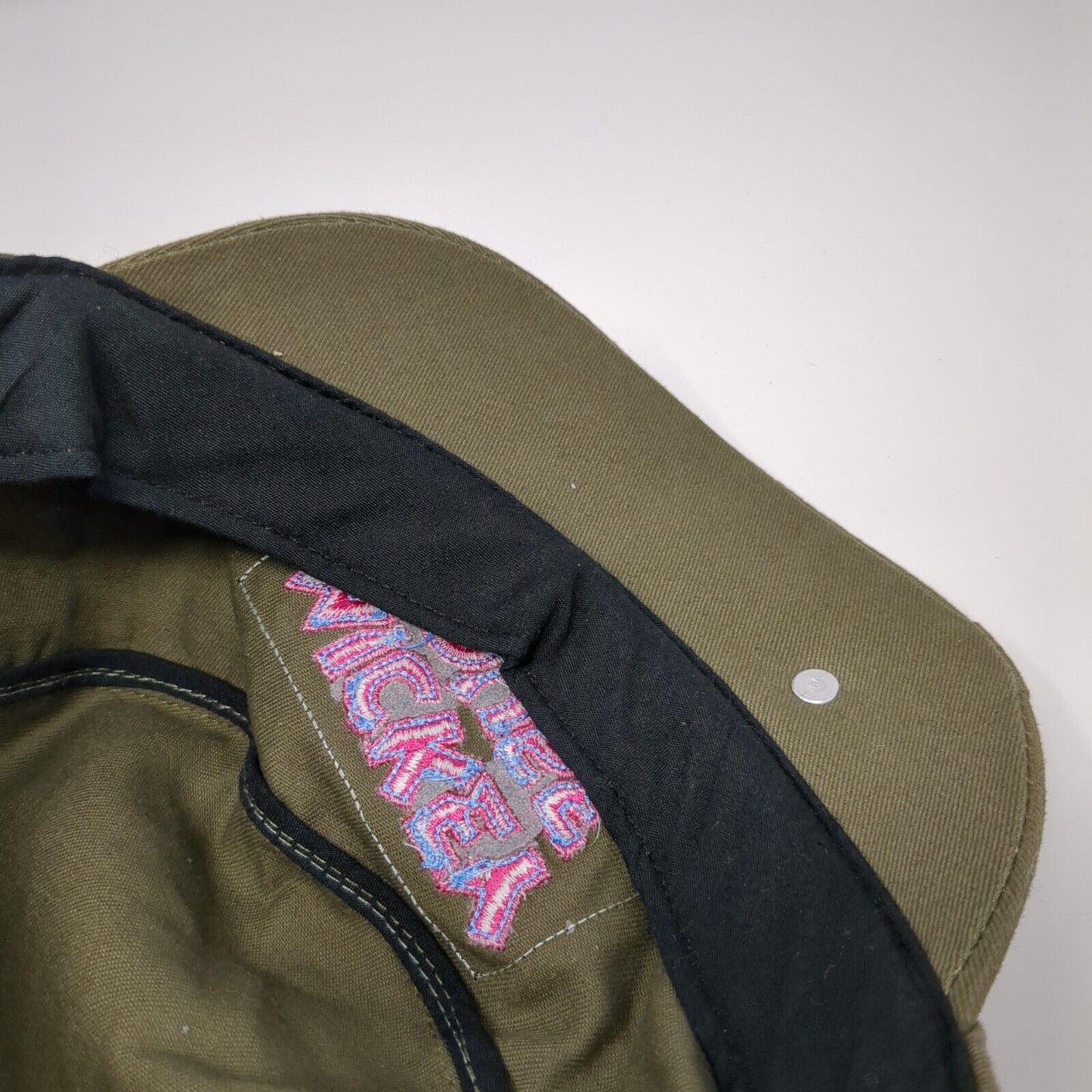 Mickey Mouse Fitted Cadet Army Hat Green One Size Embroidered Disneyland