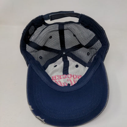 Soccer Y'all Strapback Mesh Back Trucker Hat Blue OSFA Embroidered HG
