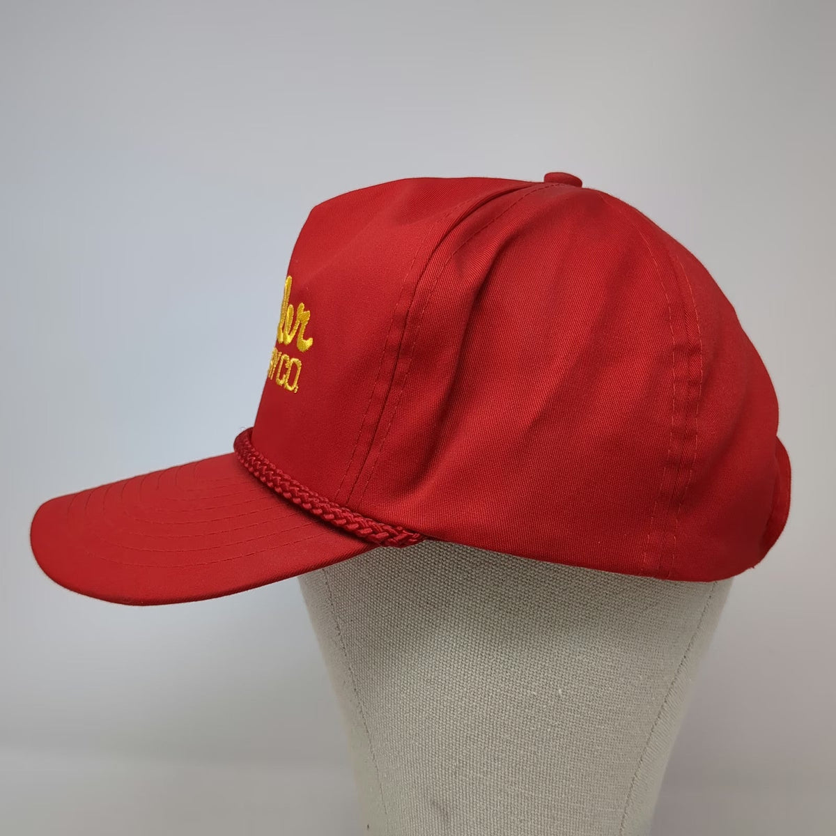 Nissin 5 Panel Red Hat One Size Wheeler Machinery Co Rope Script Embroidery