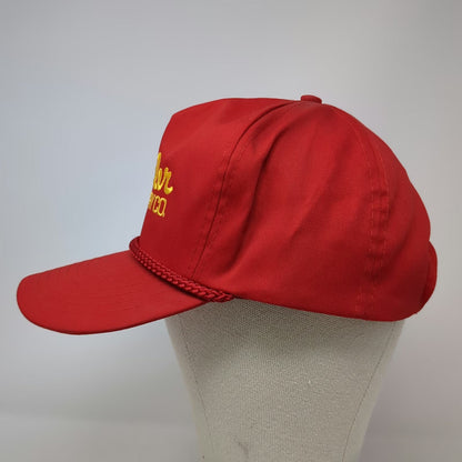 Nissin 5 Panel Red Hat One Size Wheeler Machinery Co Rope Script Embroidery